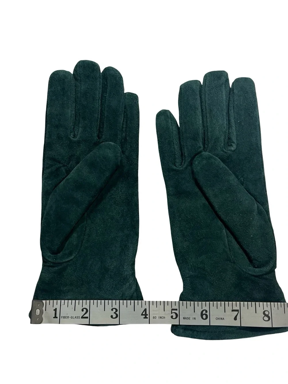 Vtg 1997 Isotoner Women Green Suede Leather Gloves 100% Lined Aris 115 Sz Medium